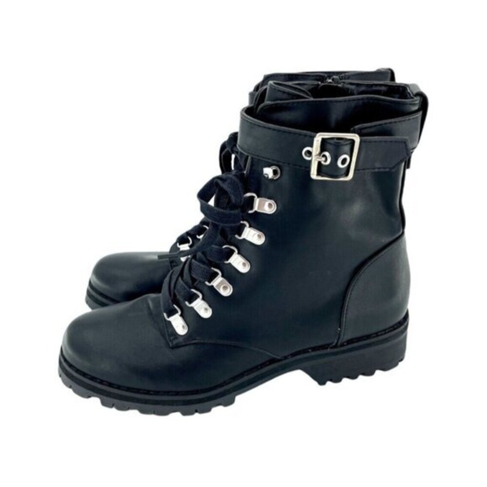 Abound Victor Black vegan leather Ankle Combat Boots Sz 7 New